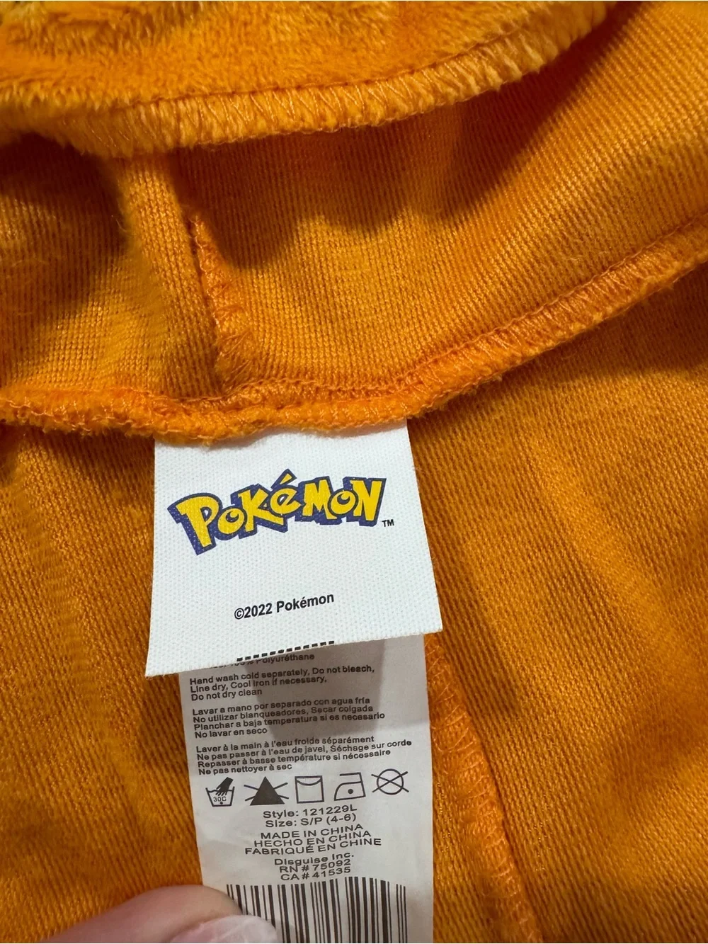 Charizard Orange Dragon Kids Costume with Hooded Character Design size 4-6